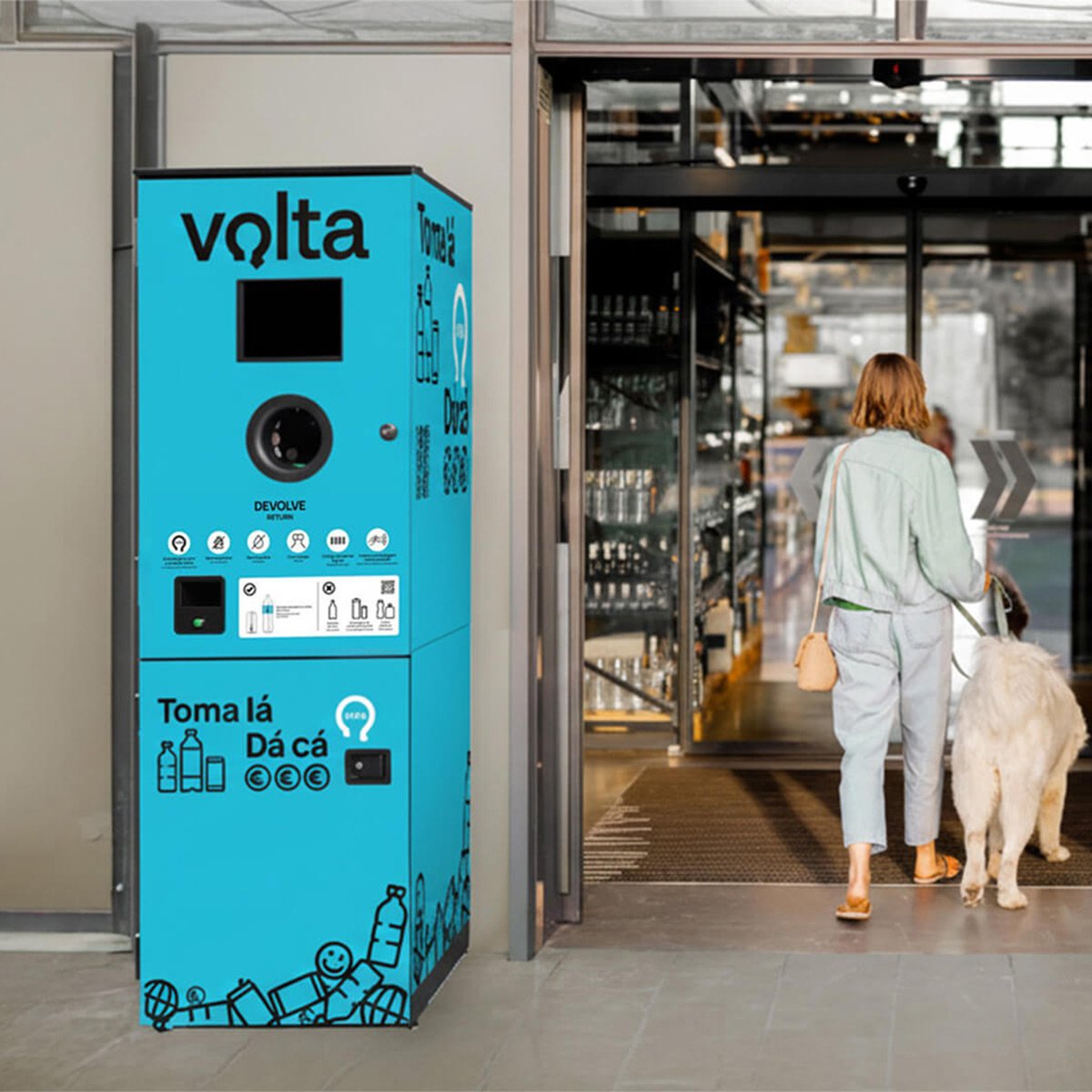 Envipco Flex wrapped in volta blue wrapping